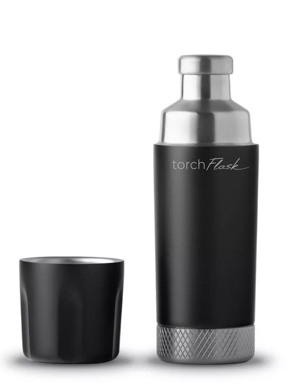 TorchFlask Black Stainless Travel Flask with Cup